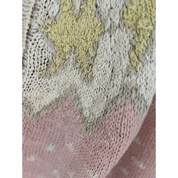 GREG ADAMS Knitted by Hand Fair Island Cardigan Pink Cream White Size Med - Picture 8 of 13